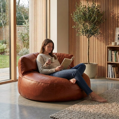 Wagrex - Beanbag Modern Round Retro-Leather