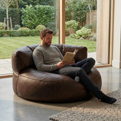 Wagrex - Beanbag Modern Round Retro-Leather