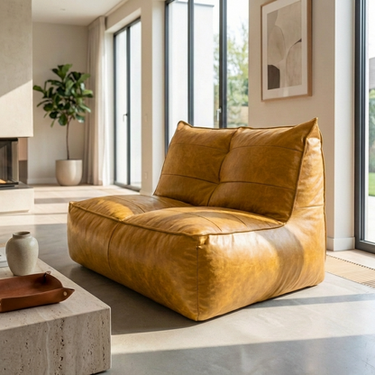 Wagrex - Fauteuil Beanbag Rib Modern Retro-Leather