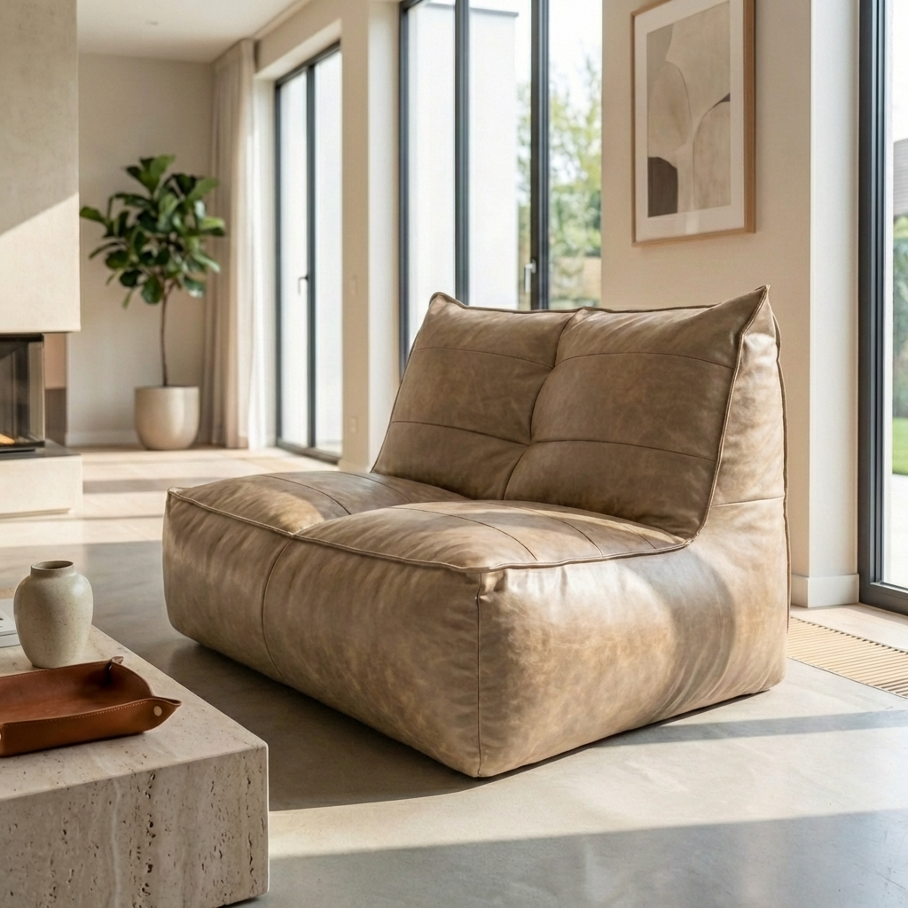 Wagrex - Fauteuil Beanbag Rib Modern Retro-Leather