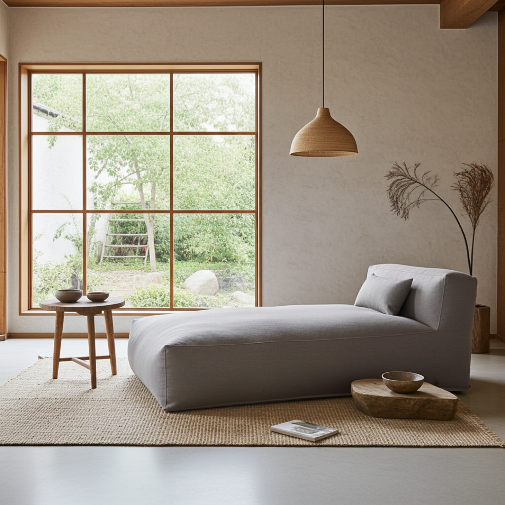 Wagrex - Beanbag Chaise Longue -  Cotton Linen