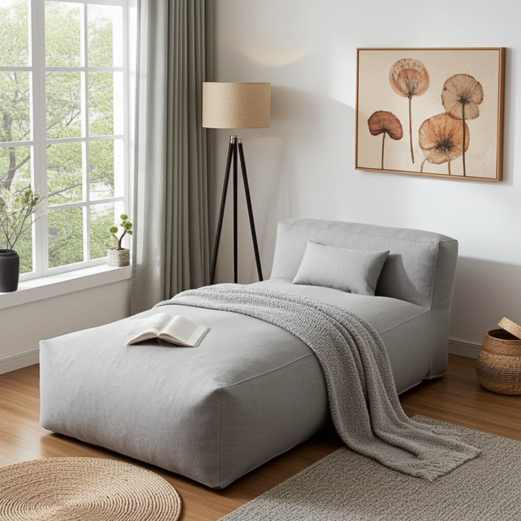 Wagrex - Beanbag Chaise Longue -  Cotton Linen