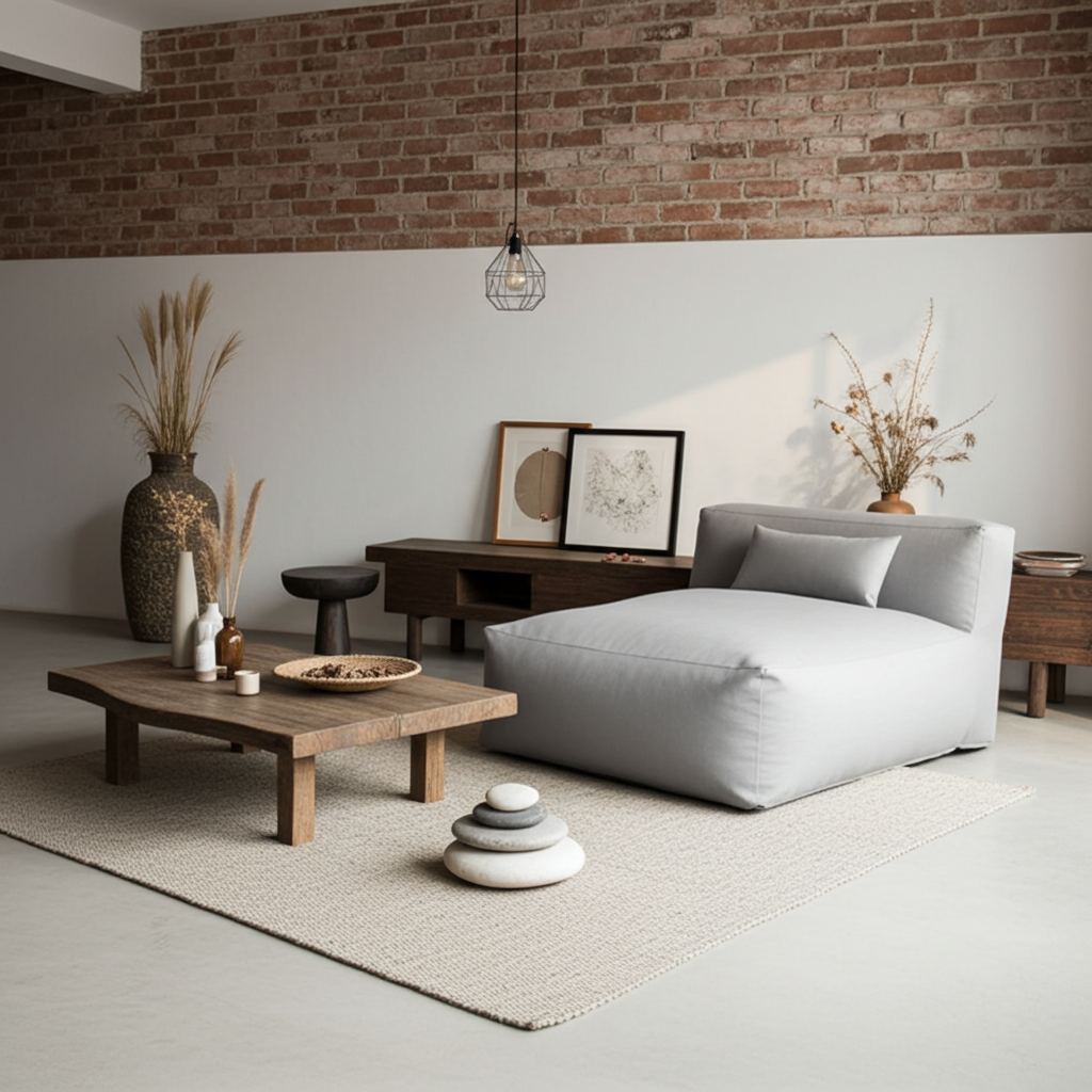 Wagrex - Beanbag Chaise Longue -  Cotton Linen