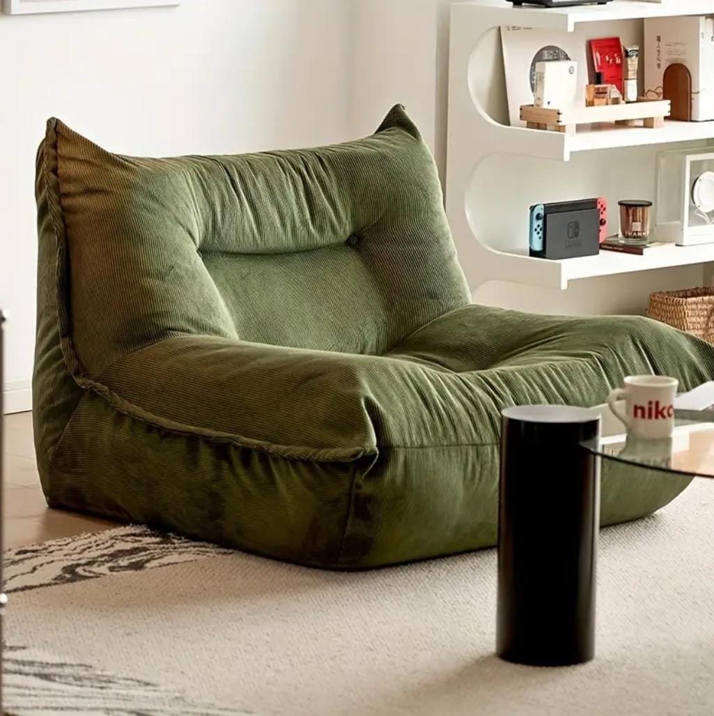 Luxurious Olive Green Corduroy Lounge Chair - Act Design Shop