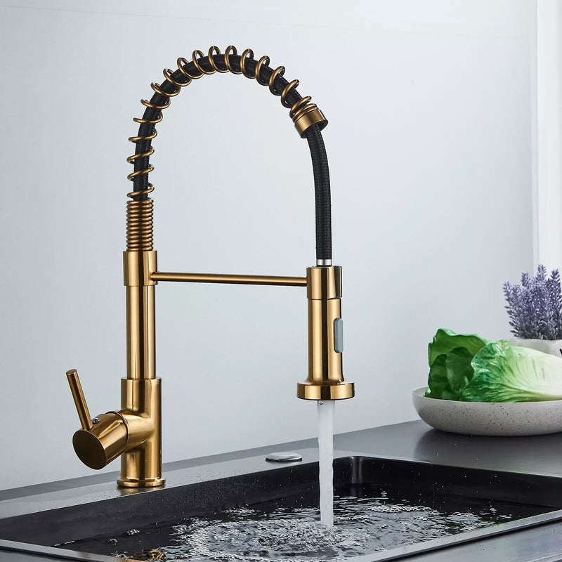 Keukenkraan met Uittrekbare Handdouche Spiraal Sproeikop - Keuken Mengkraan van messing