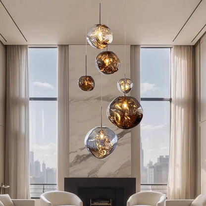 Scandinavian Molded Glass Globe Pendant Light