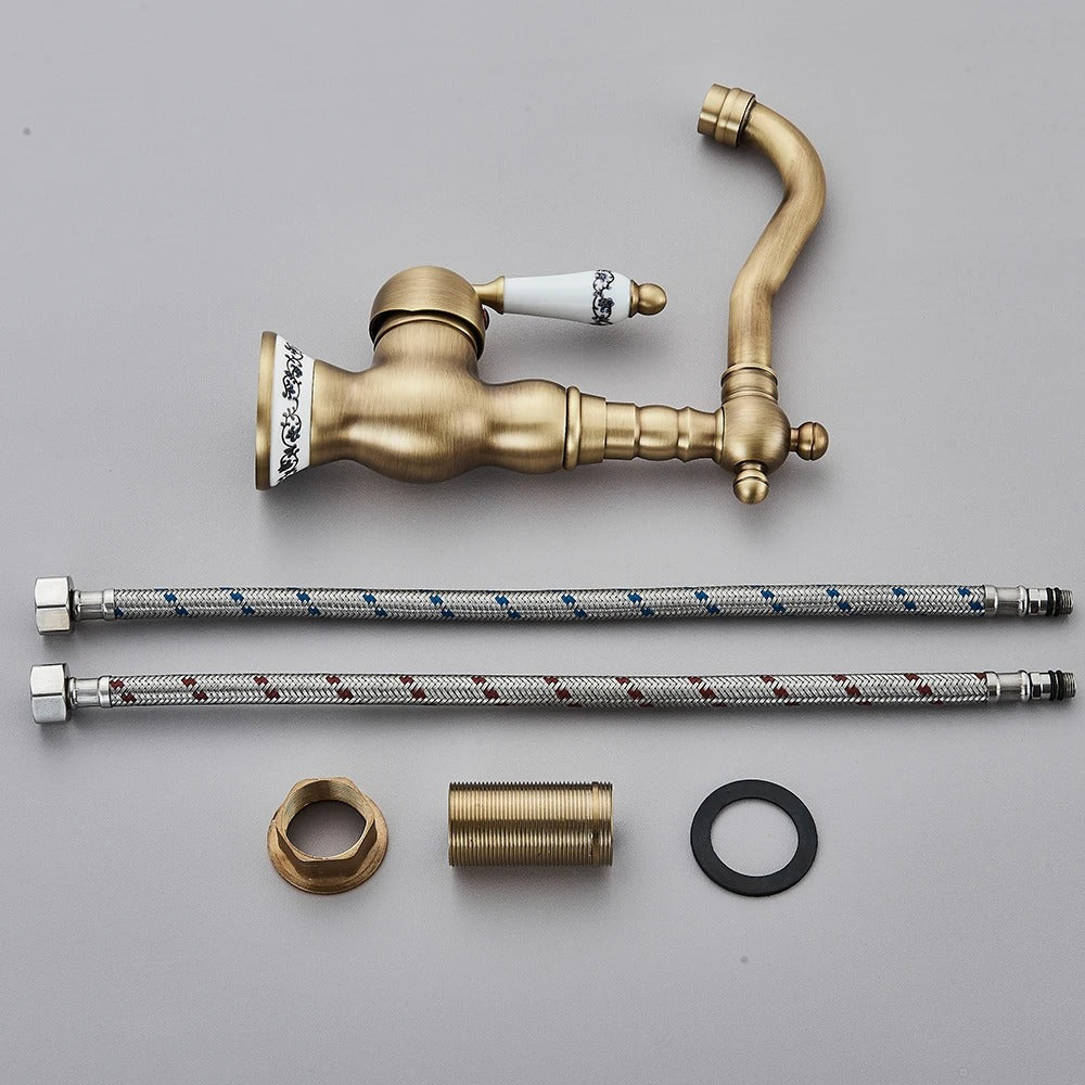 Antieke Bronzen Messing Keukenkraan – 360° Rotatie Mengkraan voor Aanrecht