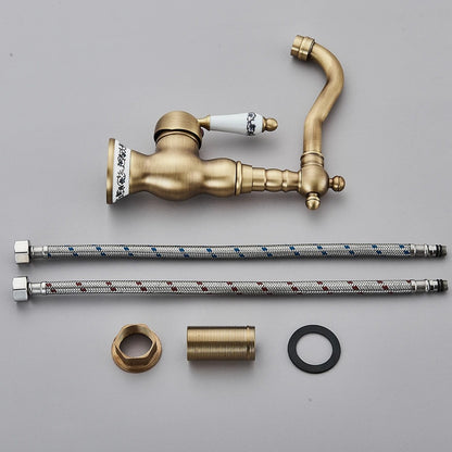 Antieke Bronzen Messing Keukenkraan – 360° Rotatie Mengkraan voor Aanrecht