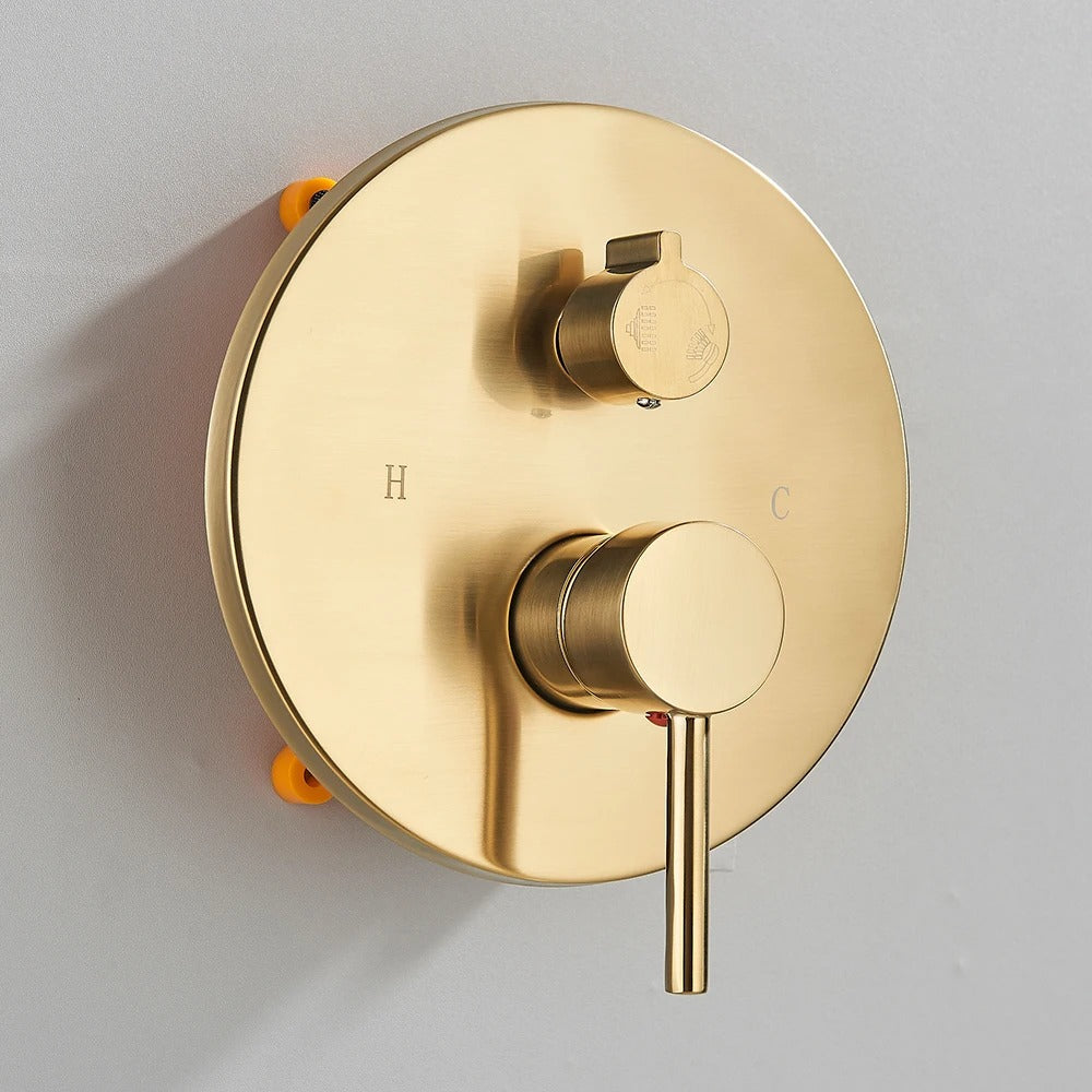 Inbouw Regendouche Set Met Handdouche - Messing Douchekraan Geborsteld goud