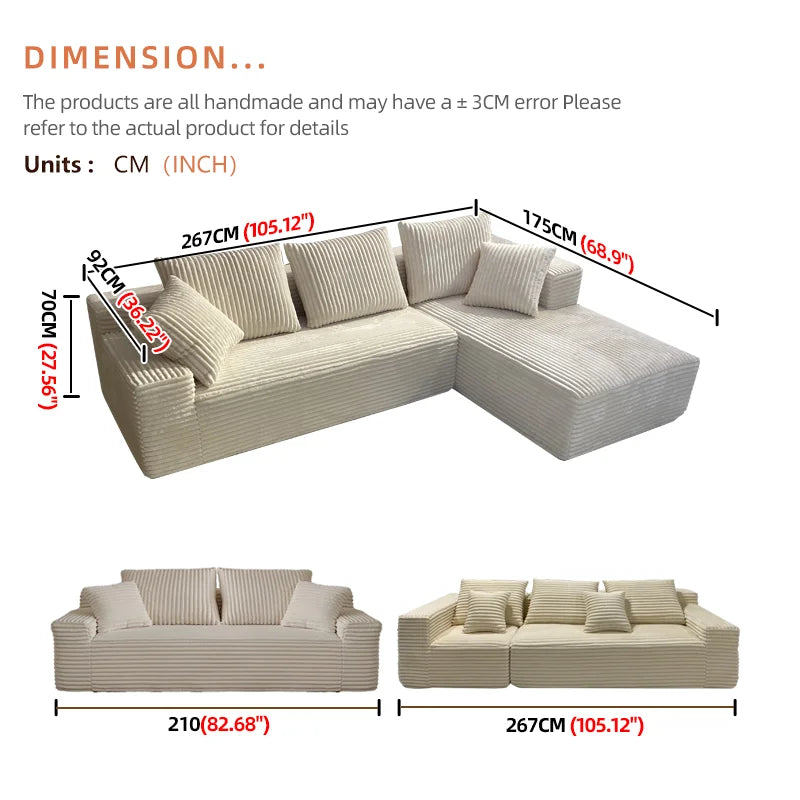 Corduroy Modern Modular Sofa