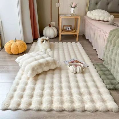 Luxuriöser rechteckiger Teppich aus Kunstkaninchenfell