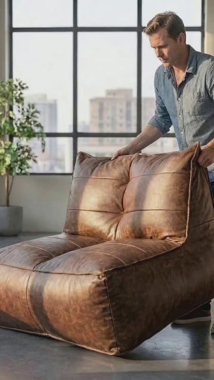 Wagrex - Fauteuil Beanbag Rib Modern Retro-Leather