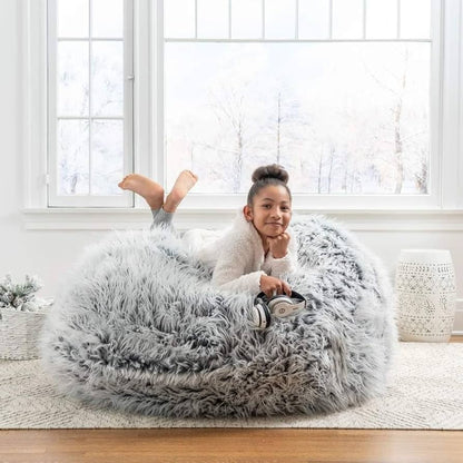 White Furry Beanbag included or exluded fillings