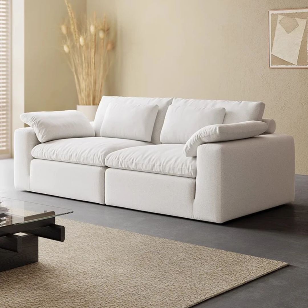Cloud Comfort Modular Sofa - Modern white flannel (stock)