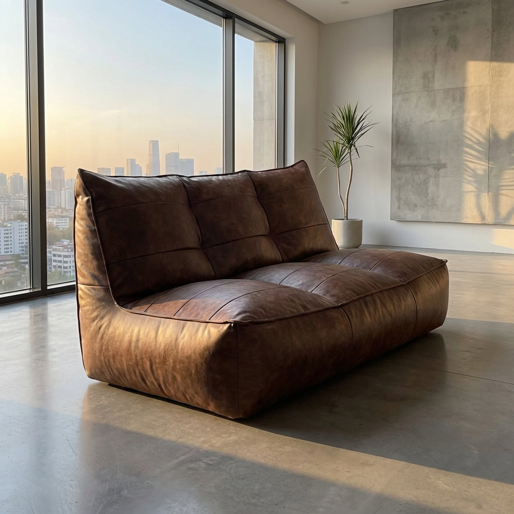 Wagrex - Couch Beanbag Rib Modern Retro-Leather