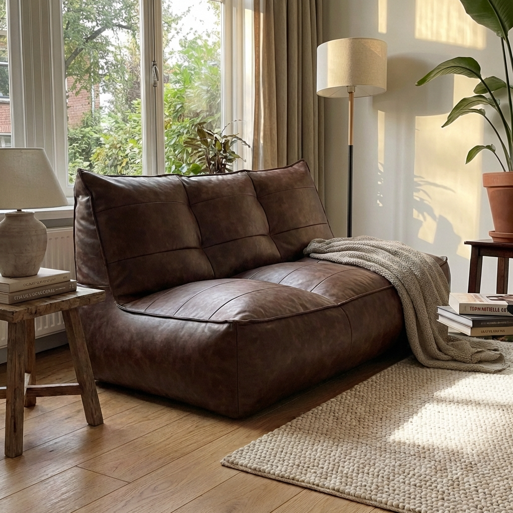 Wagrex - Fauteuil Beanbag Rib Modern Retro-Leather