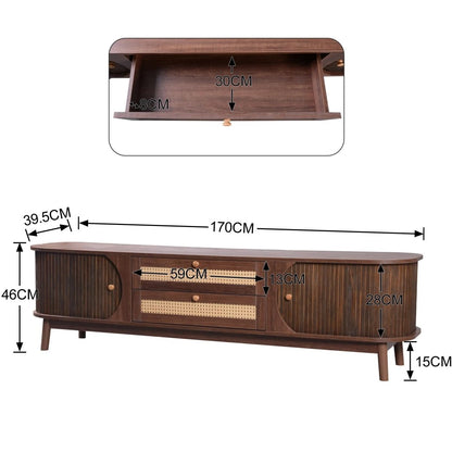 TV Meubel - Natuurlijke Hout Met deuren en Laden cinewall - Act Design Shop