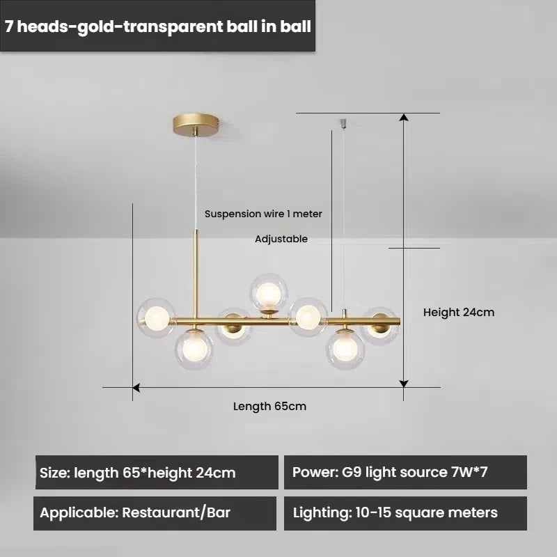 Designer LED Glass Globe Pendant Light (stock)
