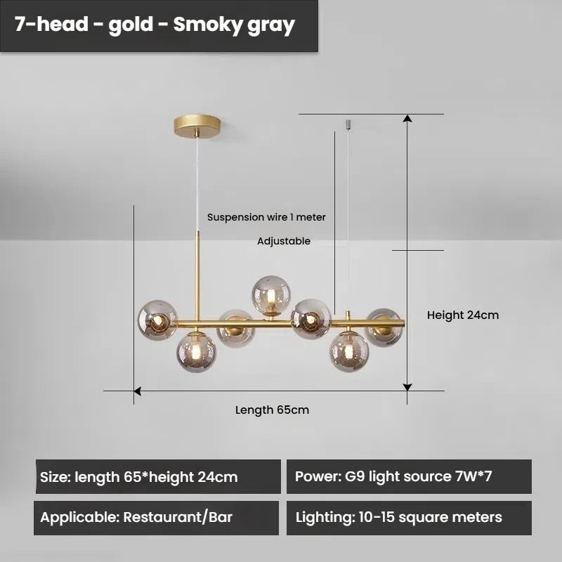 Designer LED Glass Globe Pendant Light (stock)