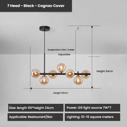 Designer LED Glass Globe Pendant Light (stock)