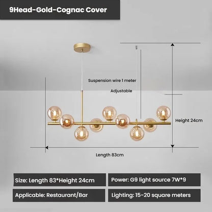 Designer LED Glass Globe Pendant Light (stock)