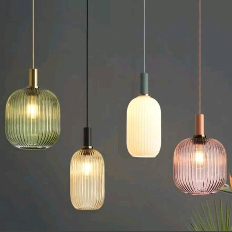 Colorful Glass Striped Hanging Lamps