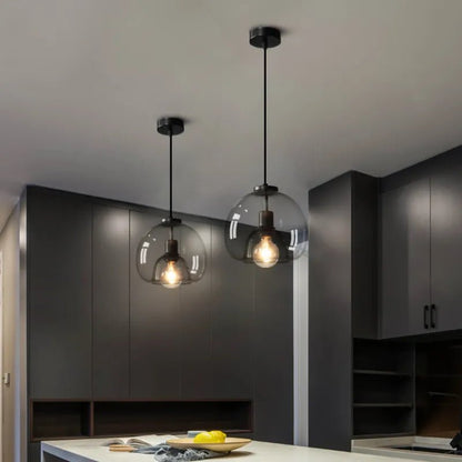 Wagner - Smoke Glass Hanging lamps Vintage Industrial Black - Act Design Shop