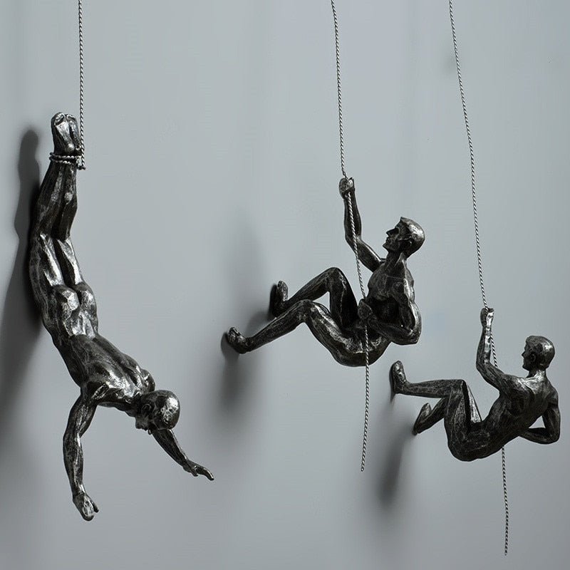 6pc Rock Climbing Man Resin Wall Hanging Statue Sculpture Figures - Act Design Shop