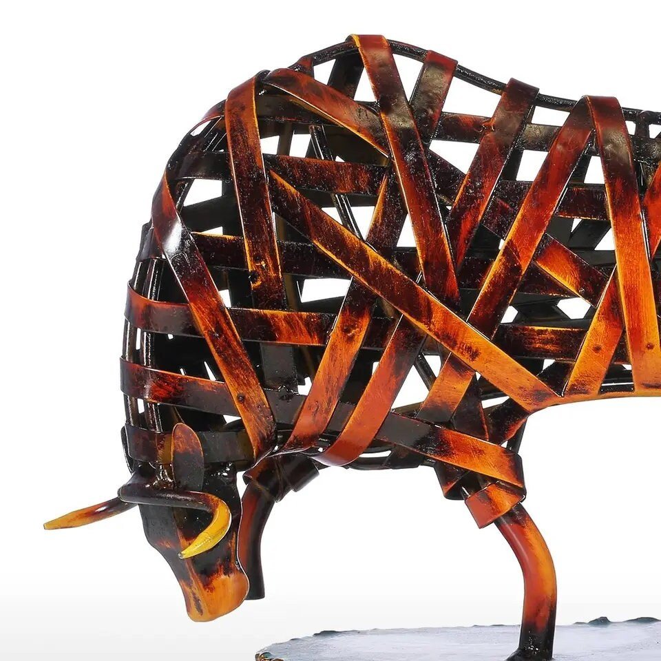 Durable Iron - made Braided Cattle Metal Sculpture Home Office Decor - Act Design Shop