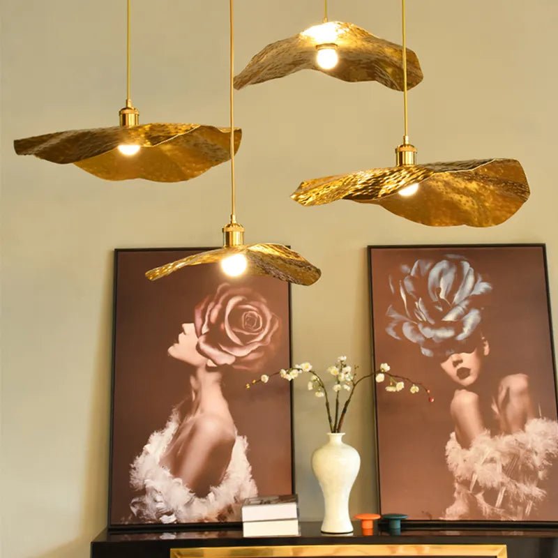 Gouden Lotusblad Hanglamp van Messing